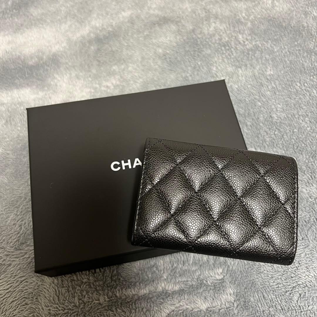 『美品』シャネルCHANEL財布三つ折り財布ミニウォレットマトラッセコンパクト
