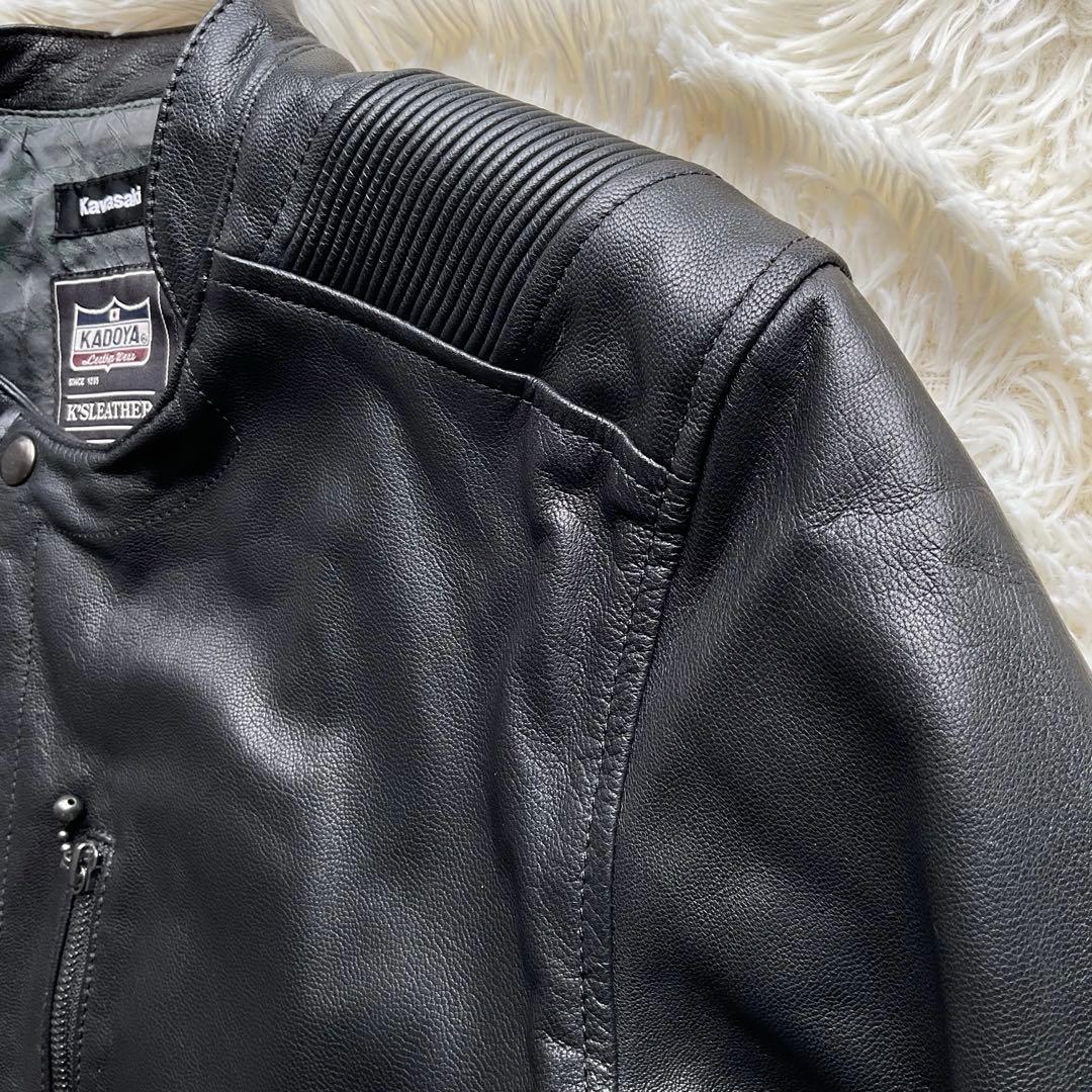 未使用級✨カドヤ×カワサキ　レザージャケット　セミダブル　ライダース　ヤギ皮　L