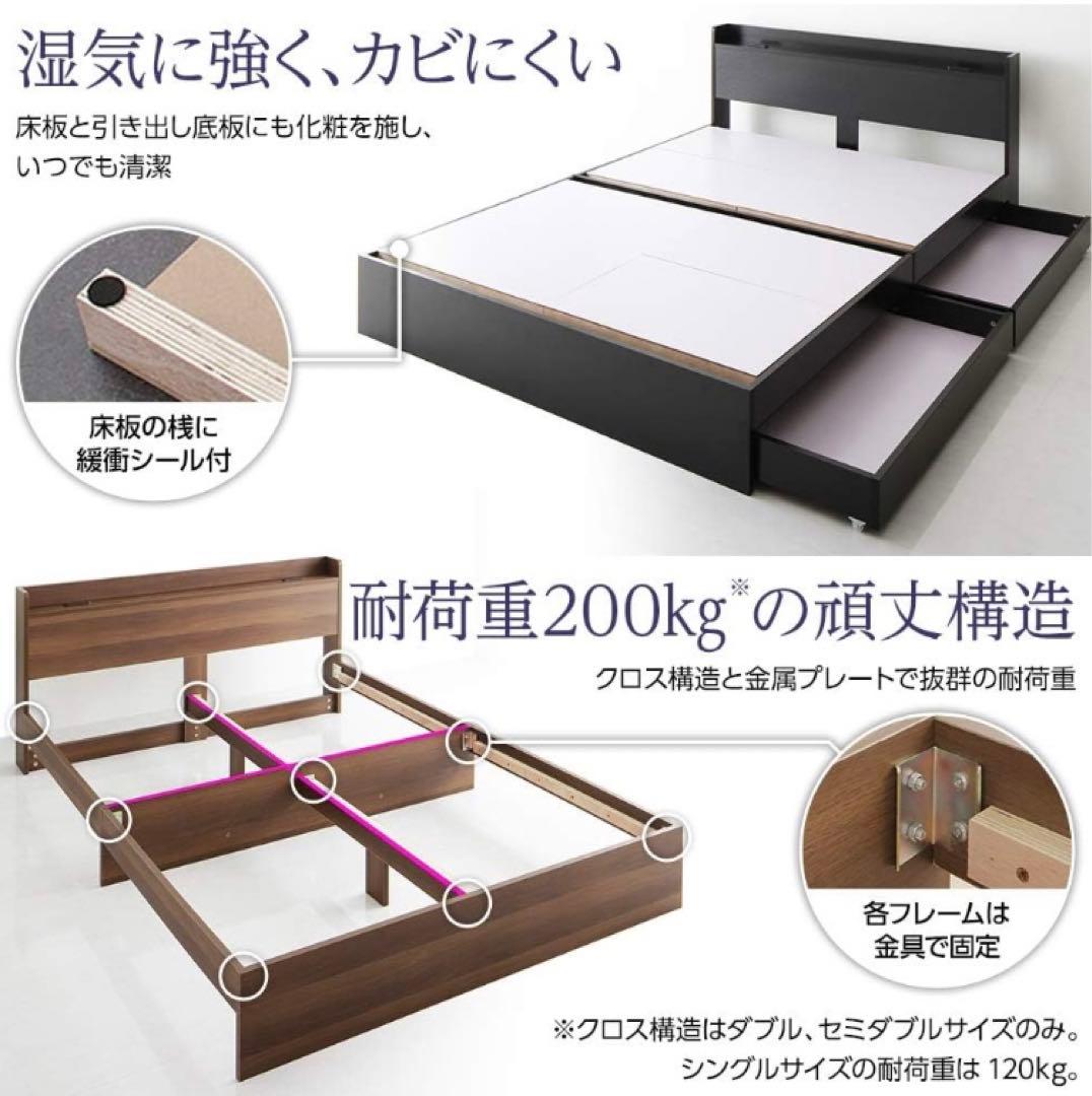 ダブルベッド　ブラック　フレーム本体のみ