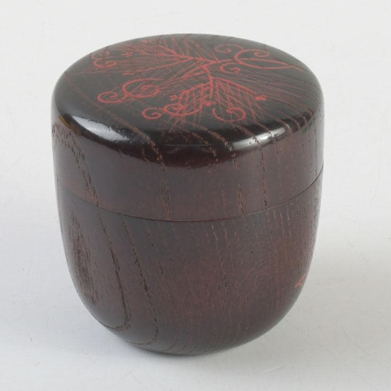 茶道具　漆塗　草渦蒔絵　棗　堀内宗完(兼中斎)極め箱　V　9499