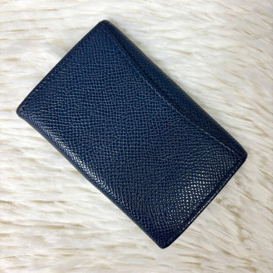 【美品】ブルガリ ケース パース サークルロゴ レザー ネイビー