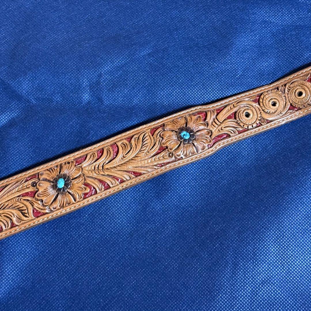 FUNNY 窪田クラフト ベルト 34インチ ハーマンオーク ターコイズクボタ