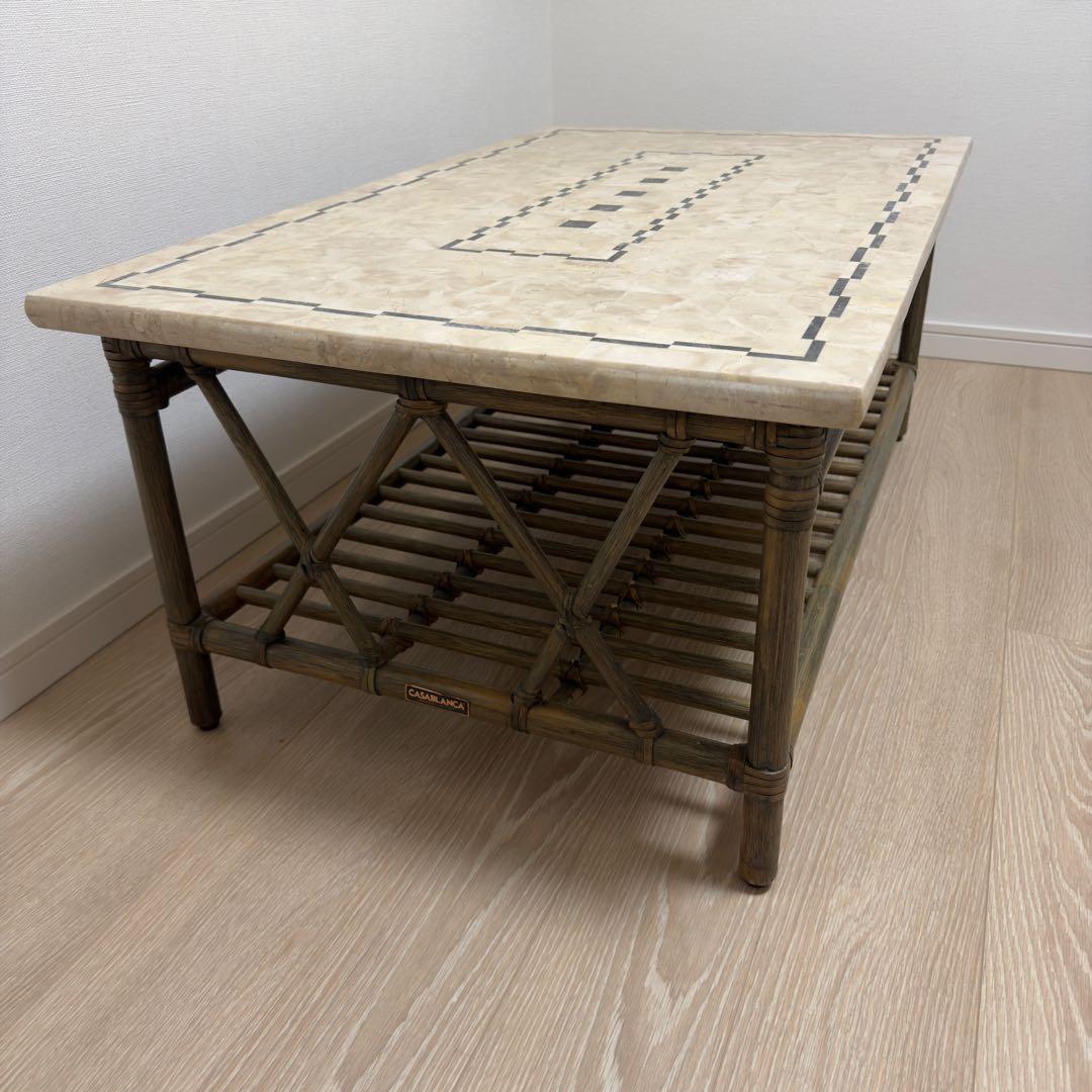 CASABLANCA カサブランカ ラタン石材天板 センターテーブル