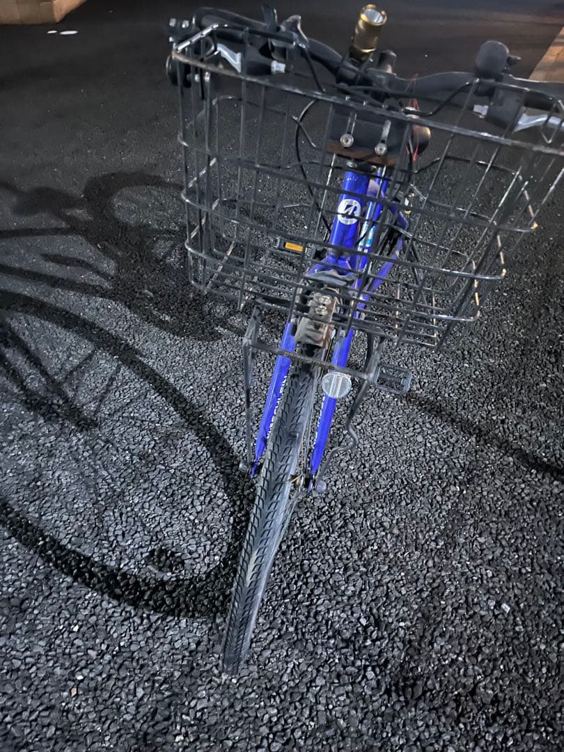 ブリヂストン　青色 スチールフレーム 自転車 前面バスケット付き　24インチ
