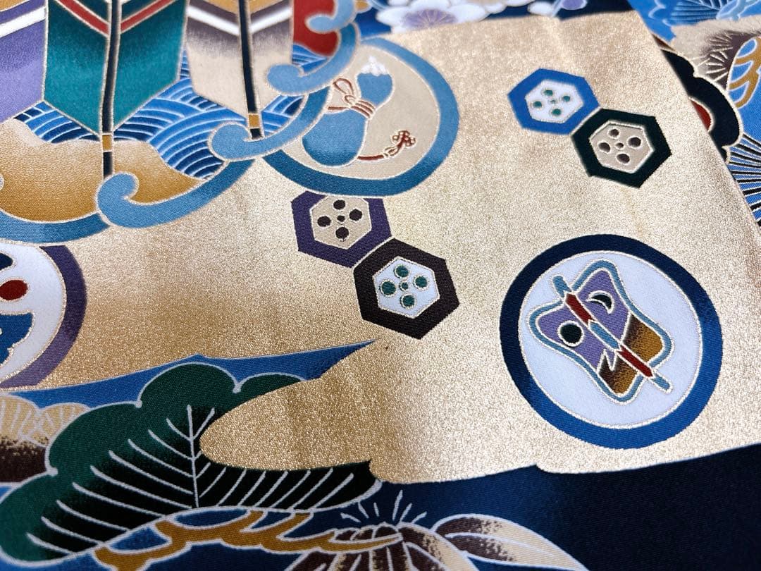 総絞り被布セット♡七五三　3歳　男の子　一式　鷹　黒系　正絹