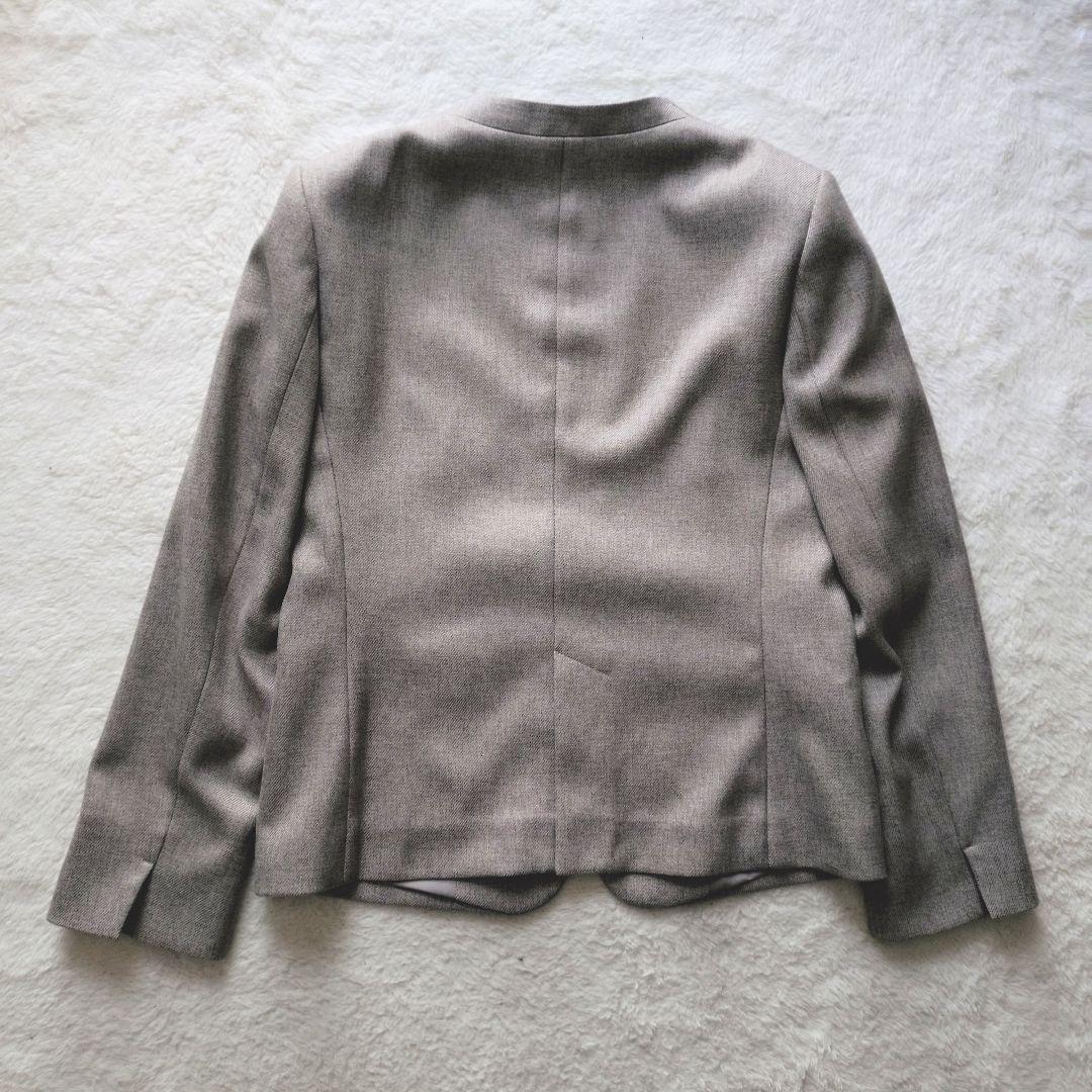 新品★24AW 23区 ウールライクカルゼ ノーカラーパンツスーツ ブラウン