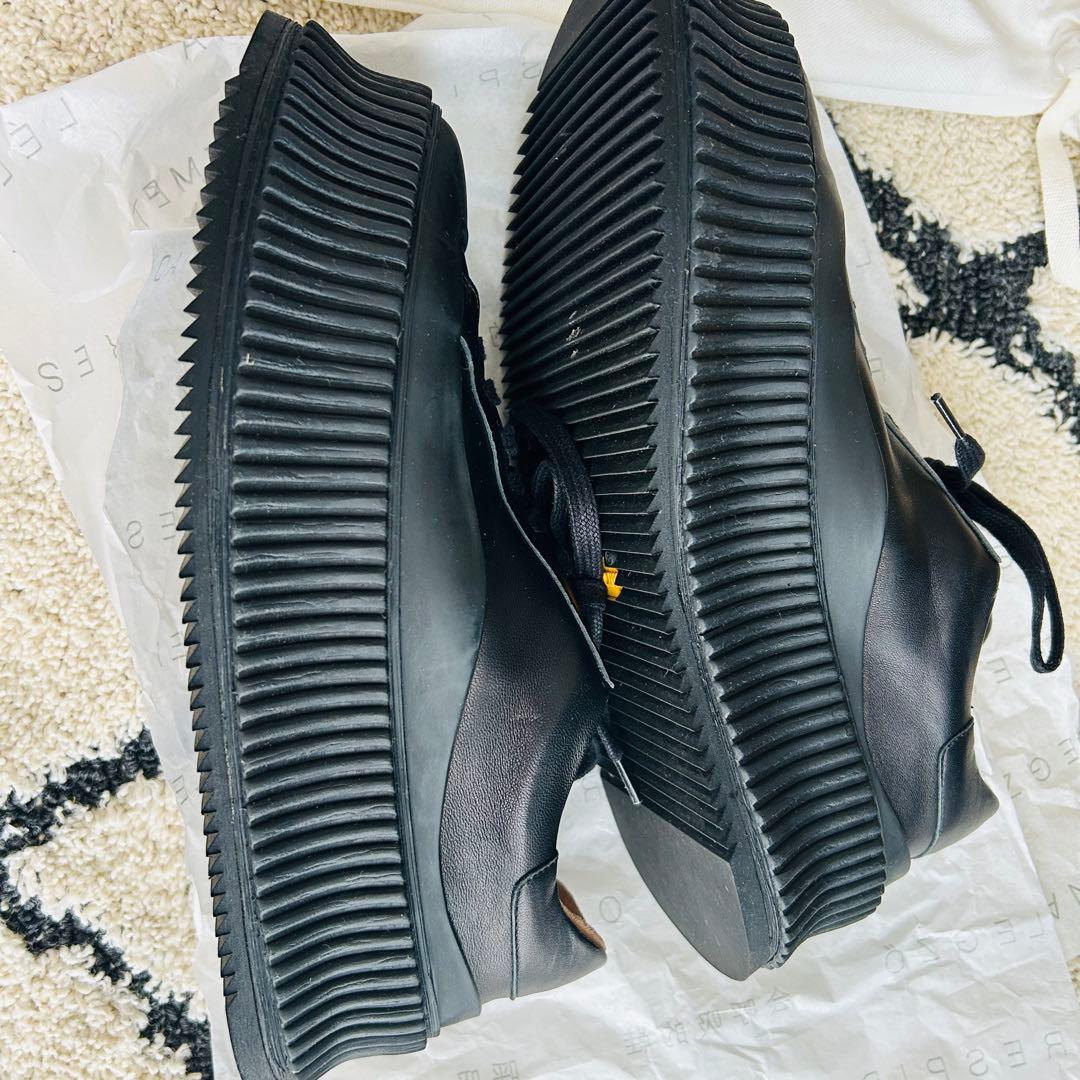 JIL SANDER ブラックレザー スニーカー レディース 24cm