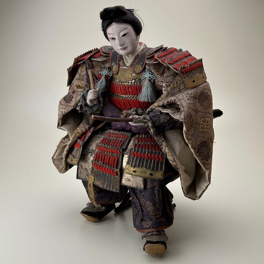 幕末〜明治　武者人形　鎧武者座り人形　高さ約40cm　古美術・骨董　骨董品