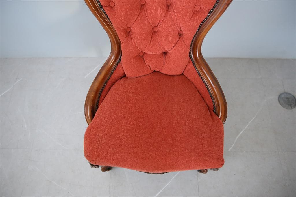 英国アンティーク猫脚ナーシングチェア/木製椅子イス/腰掛け椅子ソファ(88-30