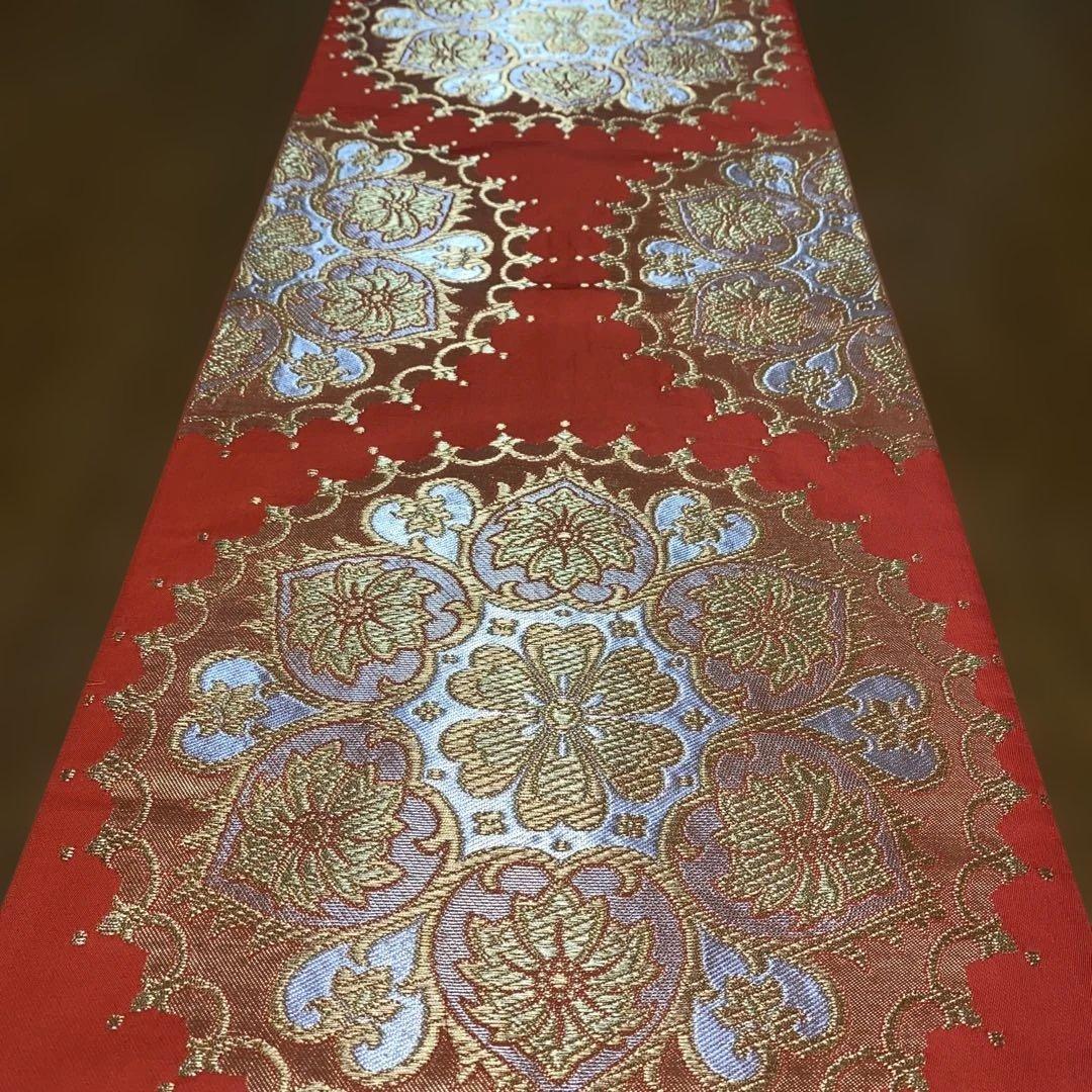 table runner 川島織物　金彩華紋　帯リメイク　長尺