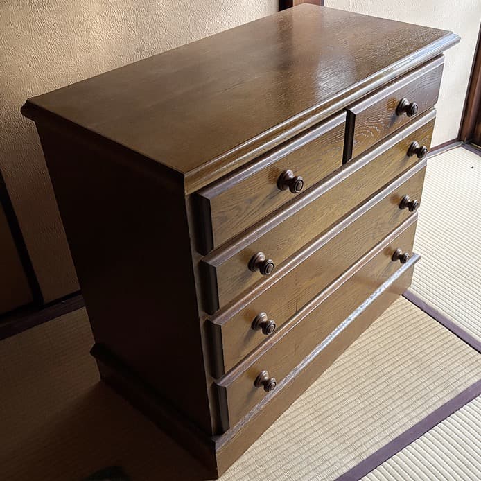 箪笥　木製　4段　75センチ　洋服箪笥　洋服ダンス　チェスト　昭和　レトロ