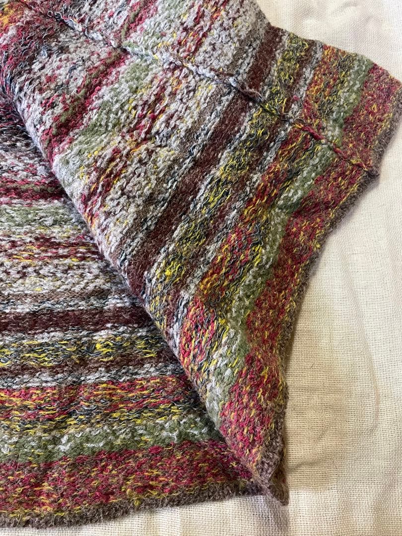 45r上質アルパカ混ジャガードニットガウンコート 軽くて柔らか暖かい美品