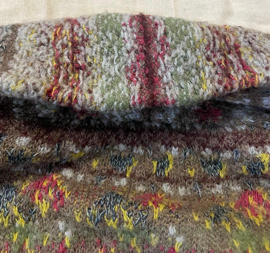 45r上質アルパカ混ジャガードニットガウンコート 軽くて柔らか暖かい美品