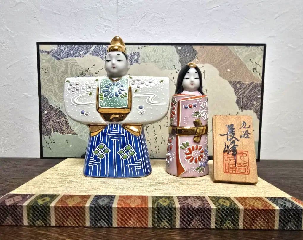 【美品】九谷焼 ひな人形 親王飾り 立雛 陶器 雛人形 お雛様 ひなまつり