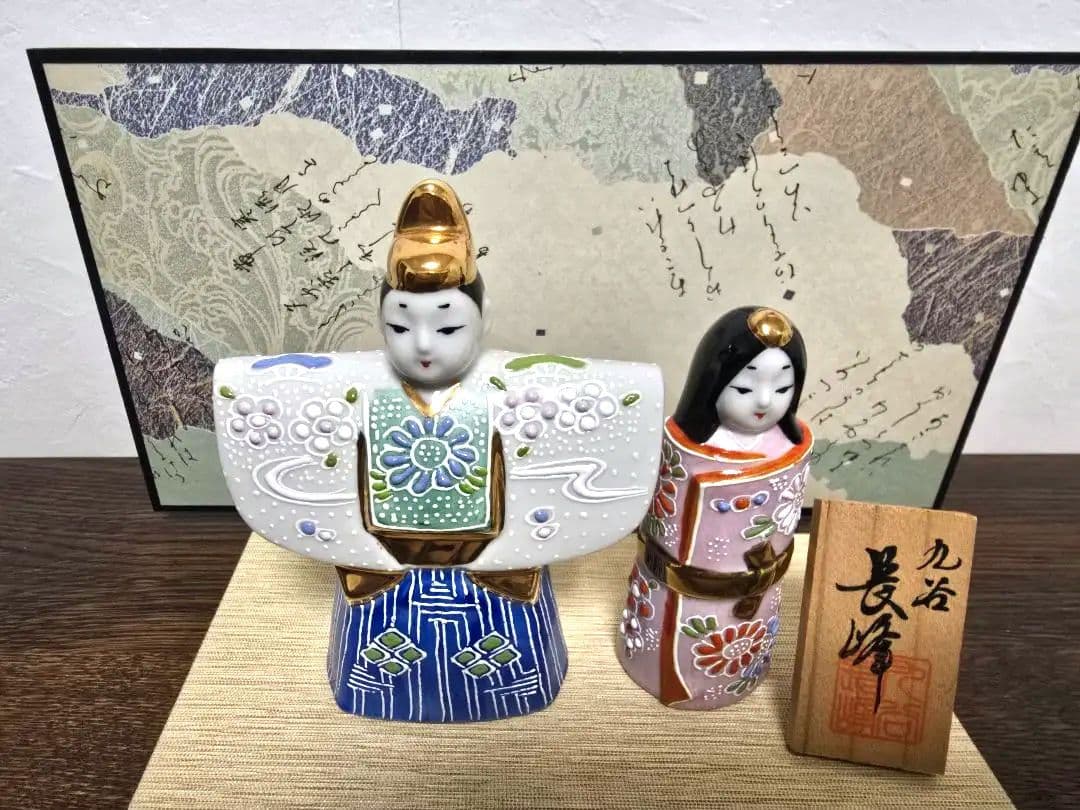 【美品】九谷焼 ひな人形 親王飾り 立雛 陶器 雛人形 お雛様 ひなまつり