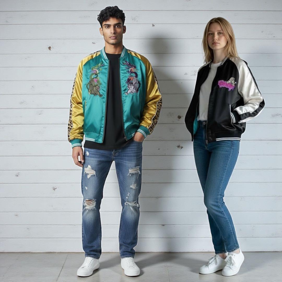 【即完品】GALFY ガルフィ　わんわんヤニカススカジャン　リバーシブル