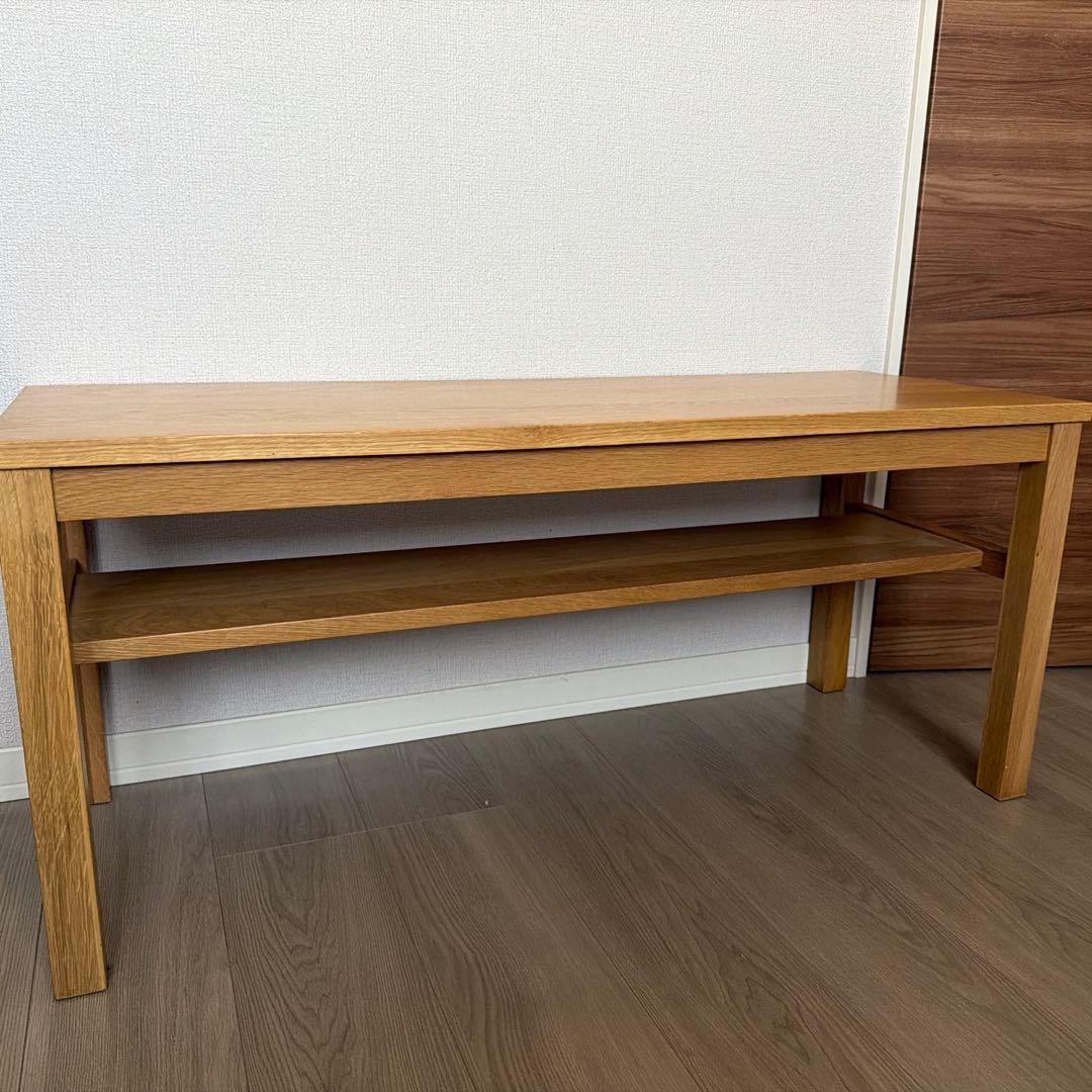 無印良品　無垢材ベンチ　ローテーブル　オーク材　板座