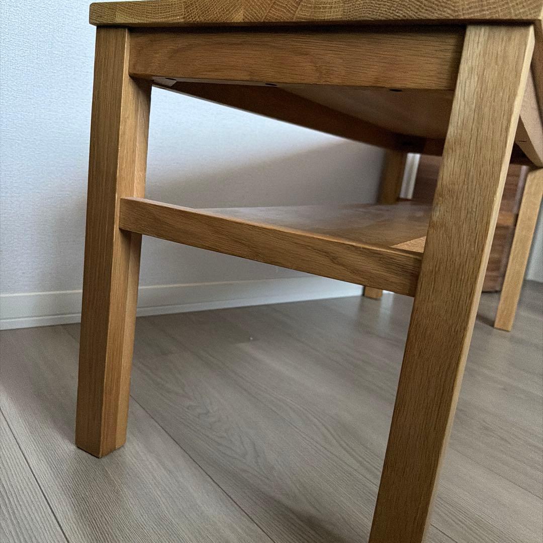 無印良品　無垢材ベンチ　ローテーブル　オーク材　板座