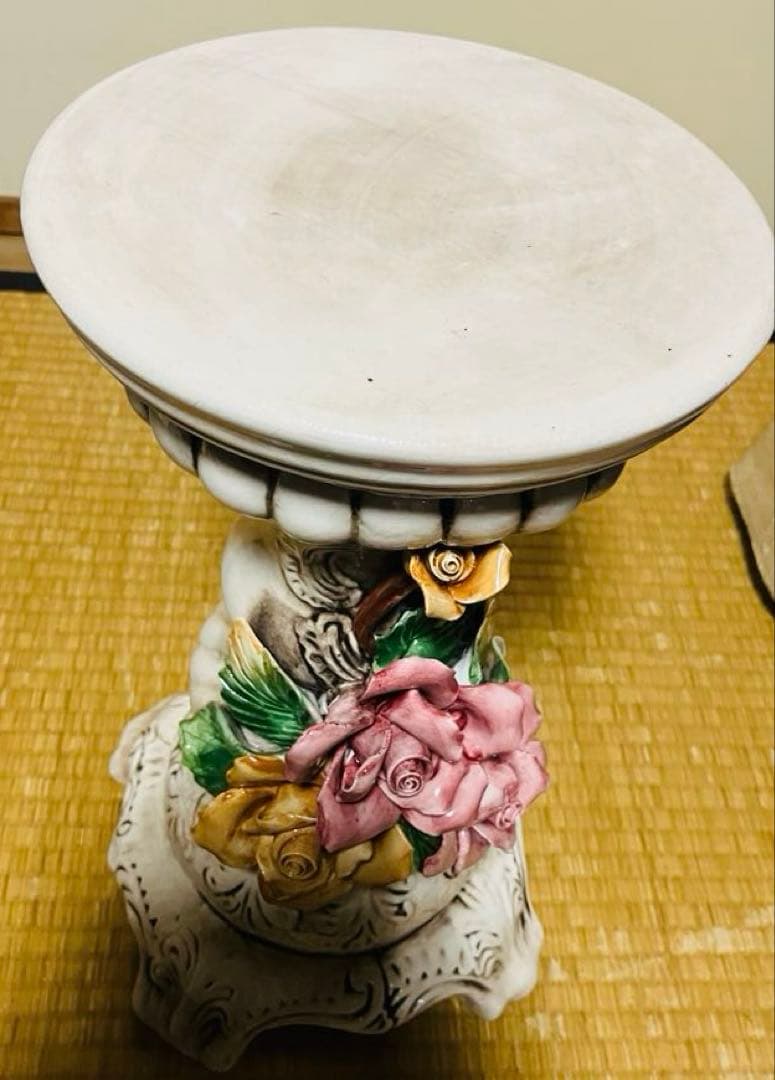 イタリア製カポディモンテ 陶花 コラム&ポットインテリア クラシック 花台
