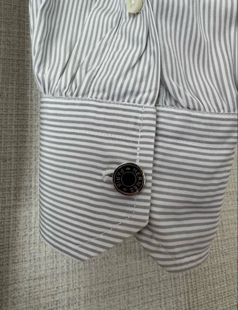 エルメス Hermès シャツ セリエ 銀ボタン フランス製