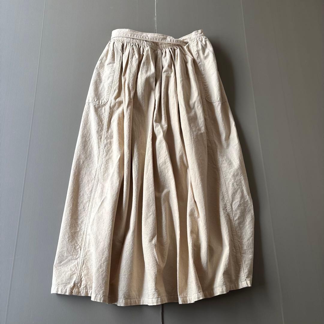 【美品】outil ウティー コットン100％ ギャザーラップスカート　日本製