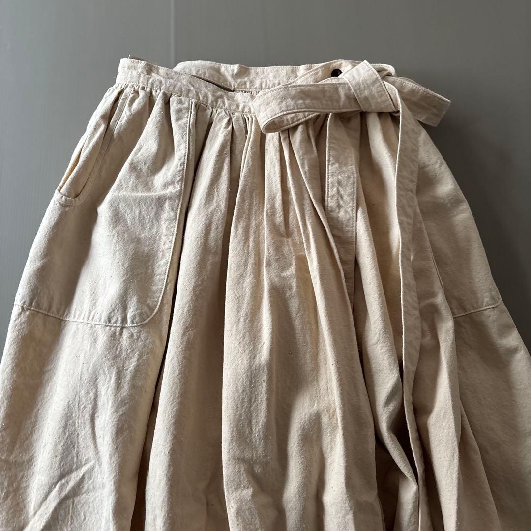 【美品】outil ウティー コットン100％ ギャザーラップスカート　日本製