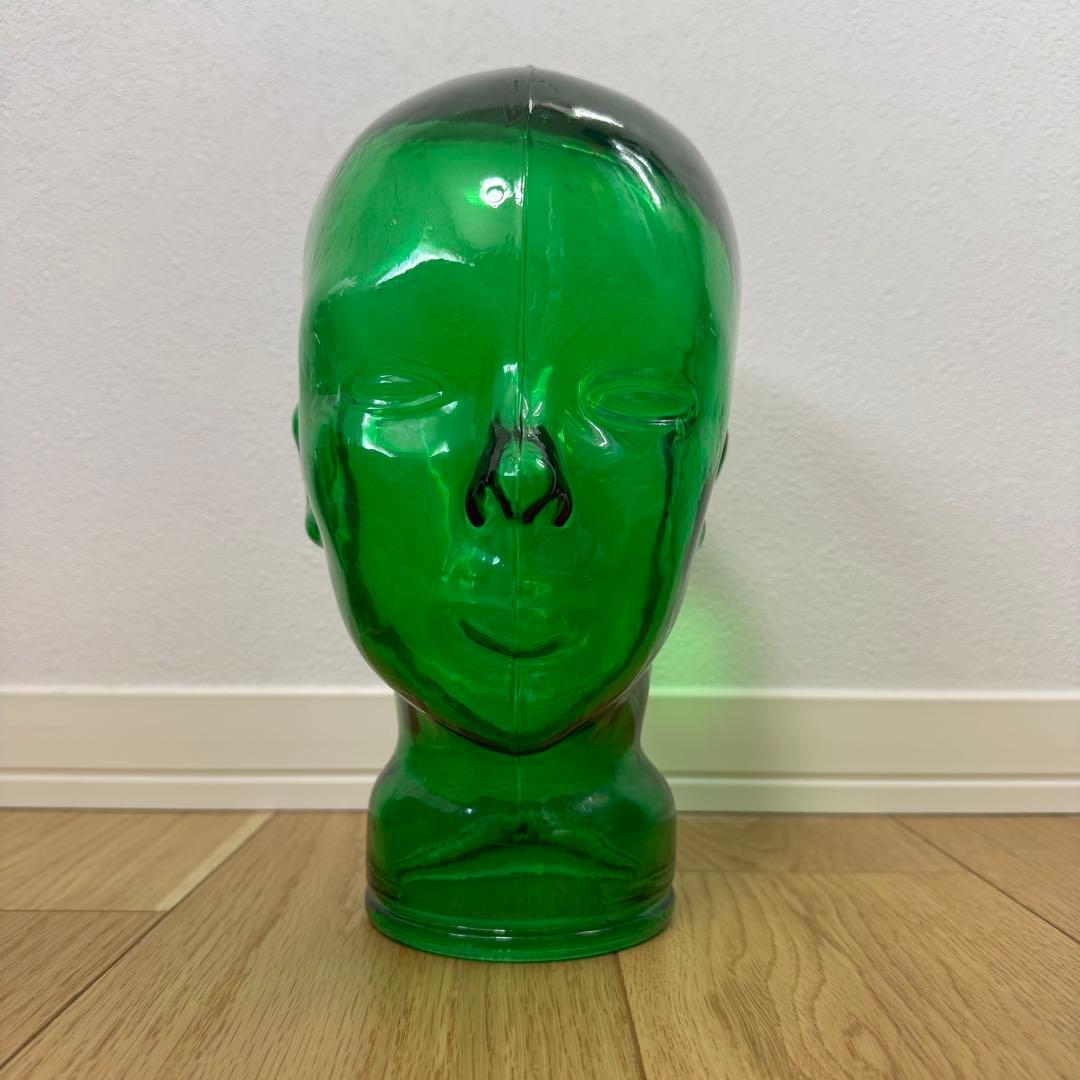 ヴィンテージ ガラス製 マネキン ヘッド インテリア ディスプレイ 頭部 緑