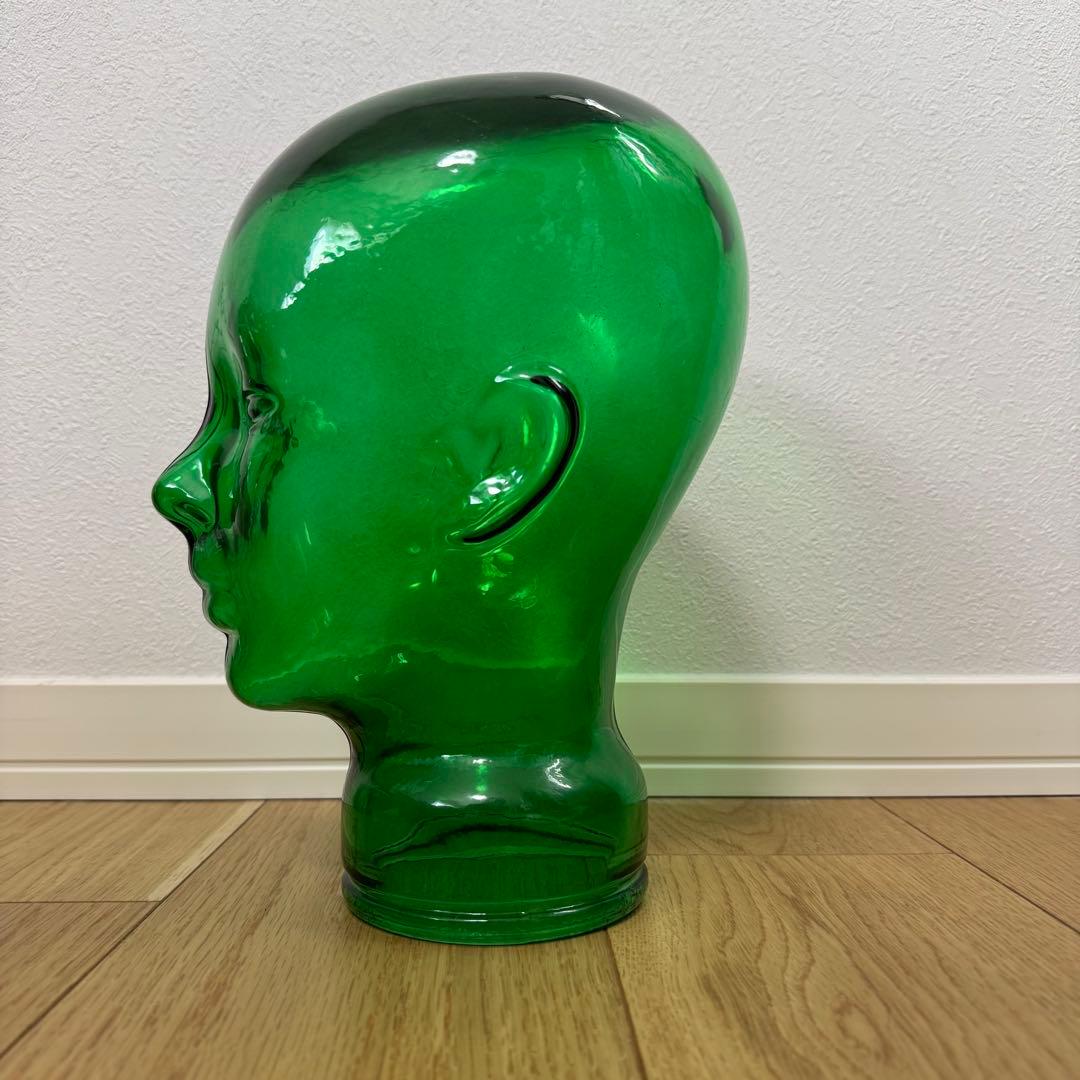ヴィンテージ ガラス製 マネキン ヘッド インテリア ディスプレイ 頭部 緑