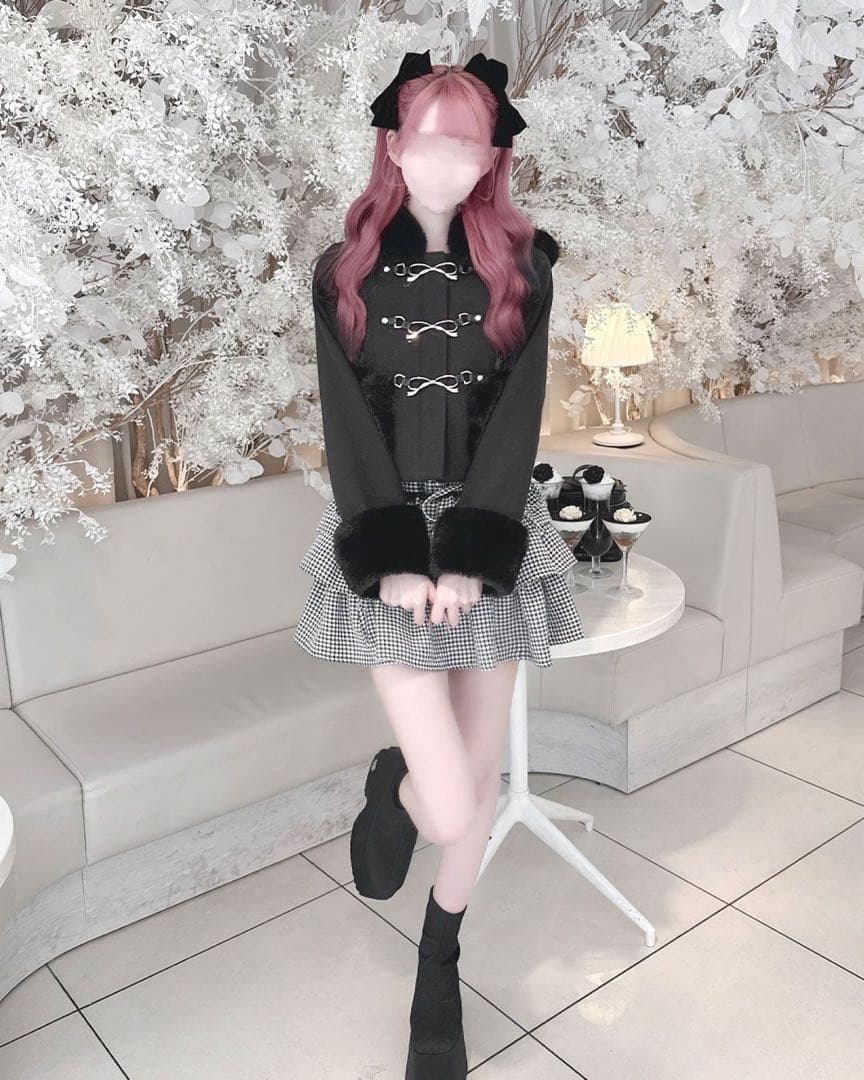 ハニーミュウ リボンビットフードショートコート