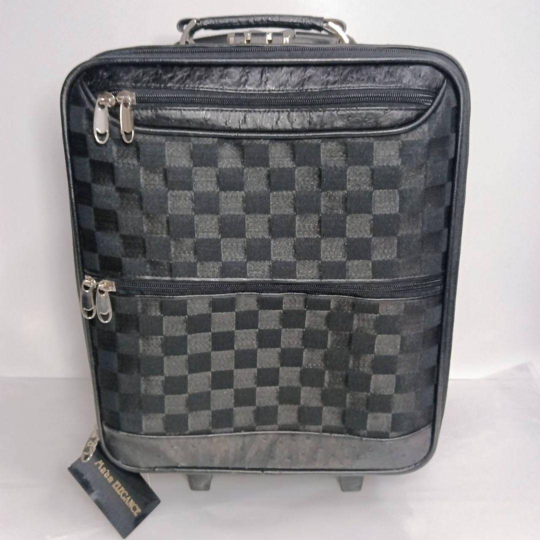 オーストリッチ キャリーバッグ キャリーケース トラベルバッグ 本革 ブラック