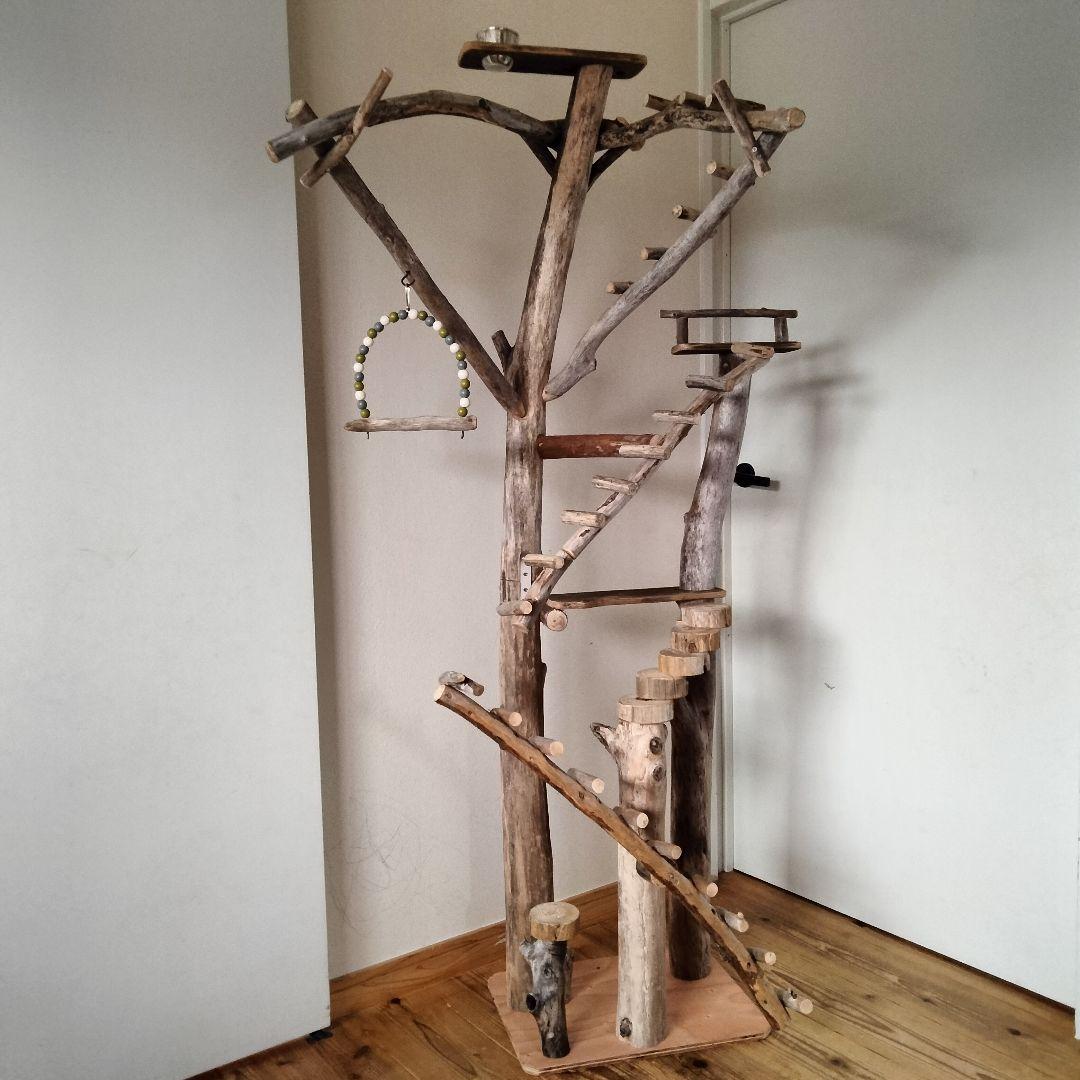 まっきー バードアスレチックジム大型 天然木 自然木 止まり木 インコ