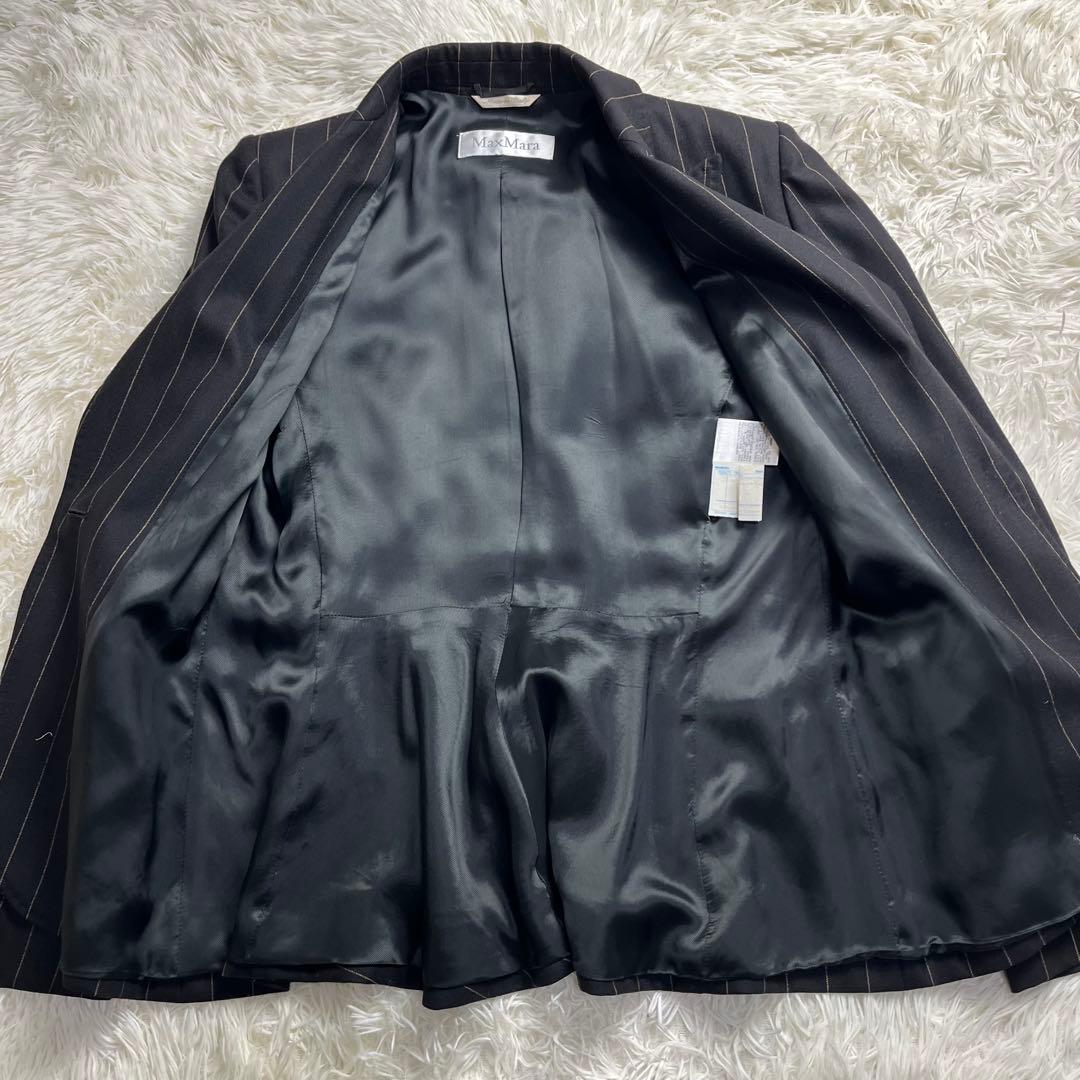 Max Mara パンツスーツ セットアップ 白タグ ストライプ 42 XL