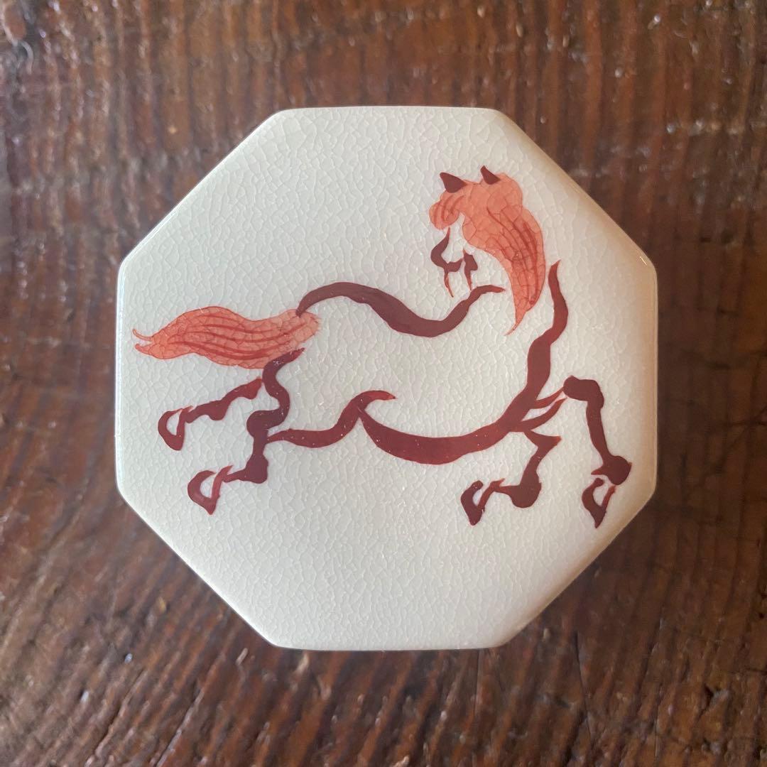 九谷焼 香合 八角馬嶋田 寿楽（ジュラク）