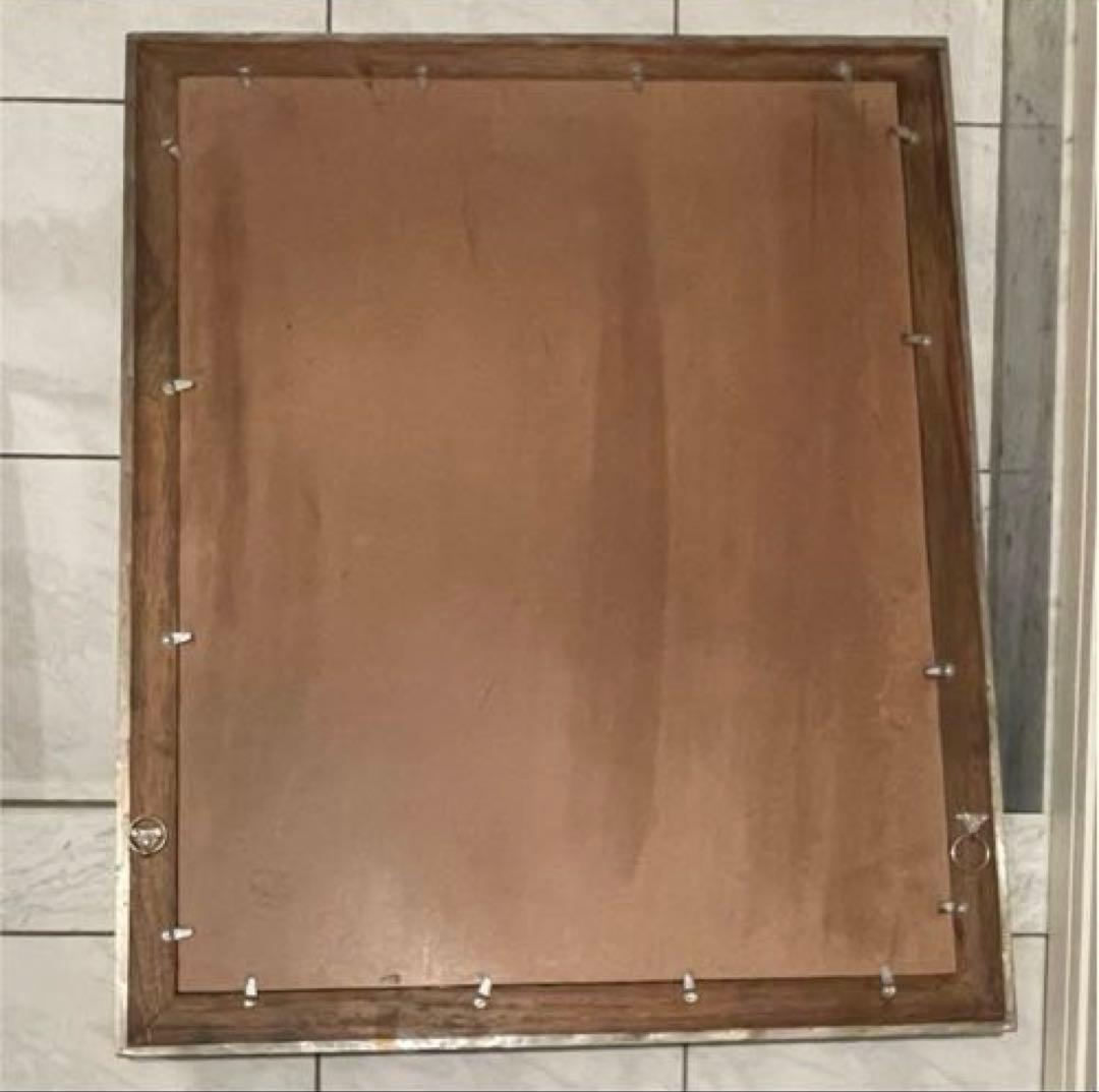 レア　壁掛け鏡 大きめ シルバー　インド　ハンドメイド