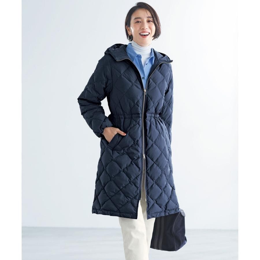 美品 VERYベストダウン大賞 TAION×UNFILO Aラインコート L紺