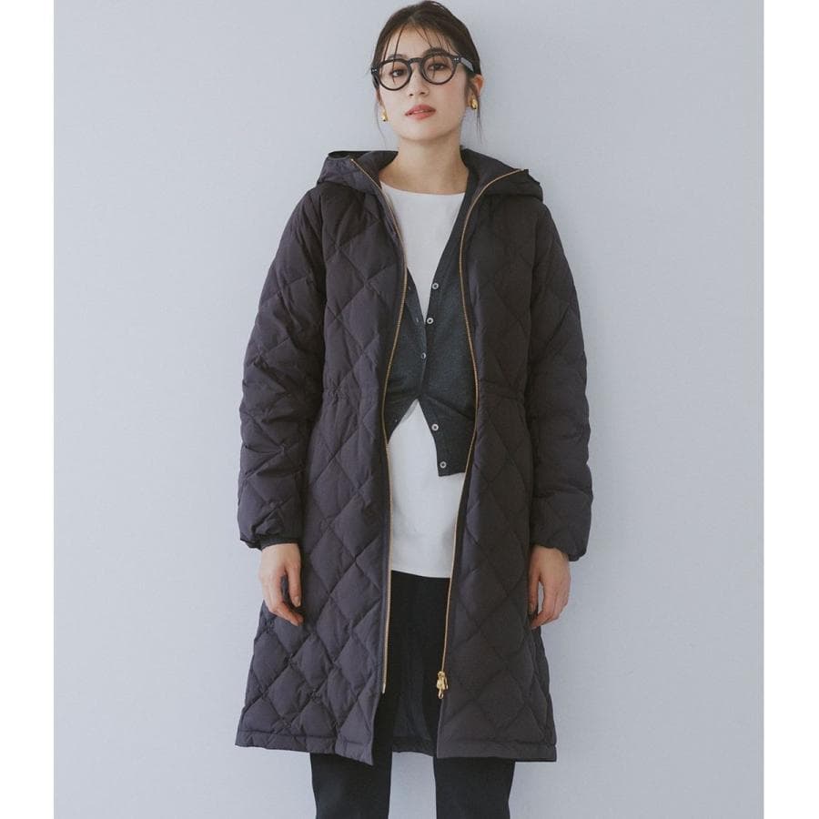 美品 VERYベストダウン大賞 TAION×UNFILO Aラインコート L紺