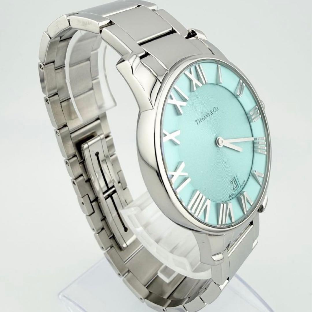 希少 極美品 ティファニー アトラス 2ハンド ティファニーブルー メンズ腕時計