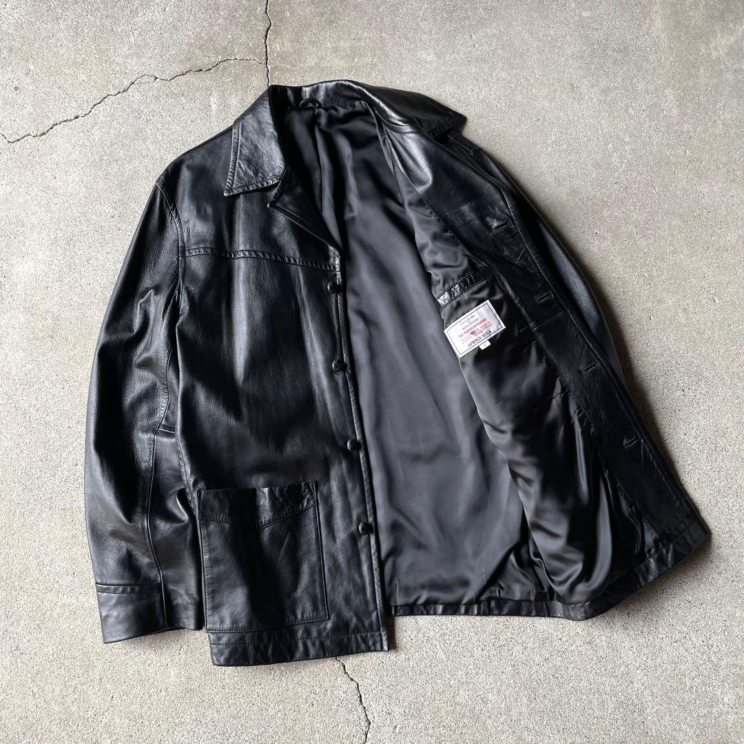 ジャケット・アウター avirex real leather car coat black