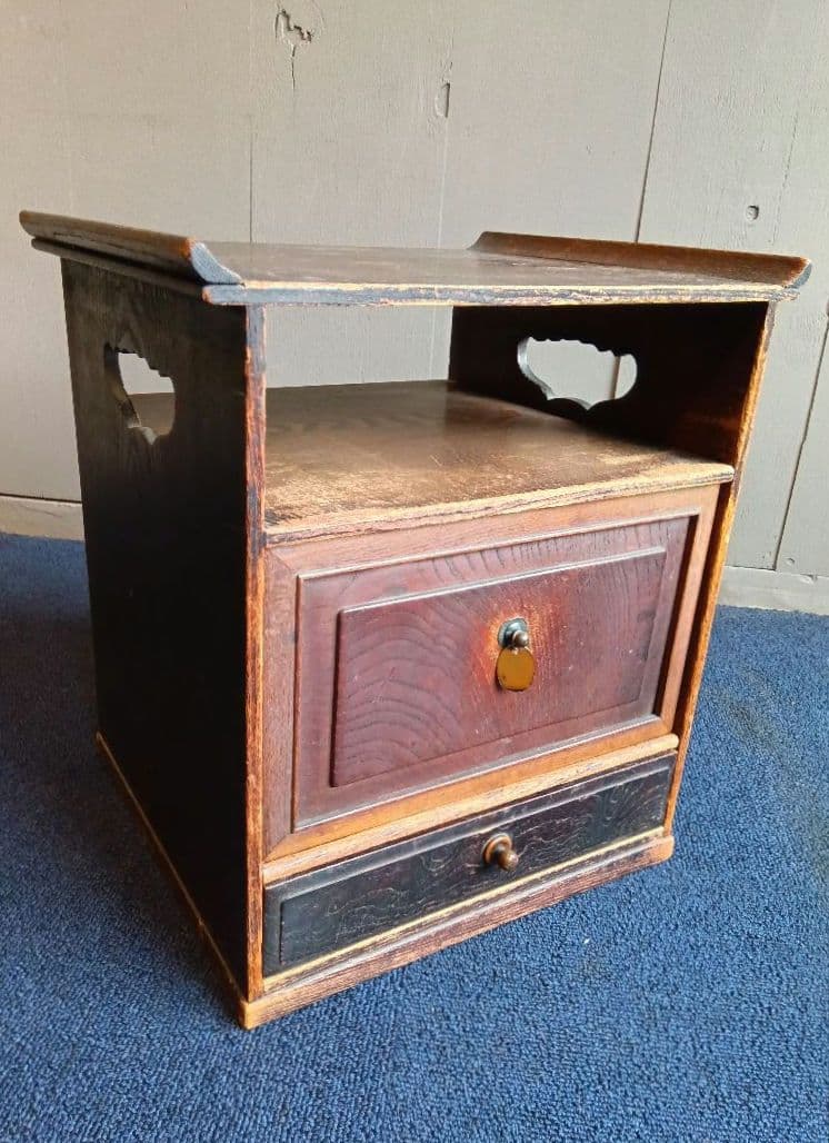 アンティーク　引出し付木箱　茶箱　 小型引出し　小型棚　収納　和風