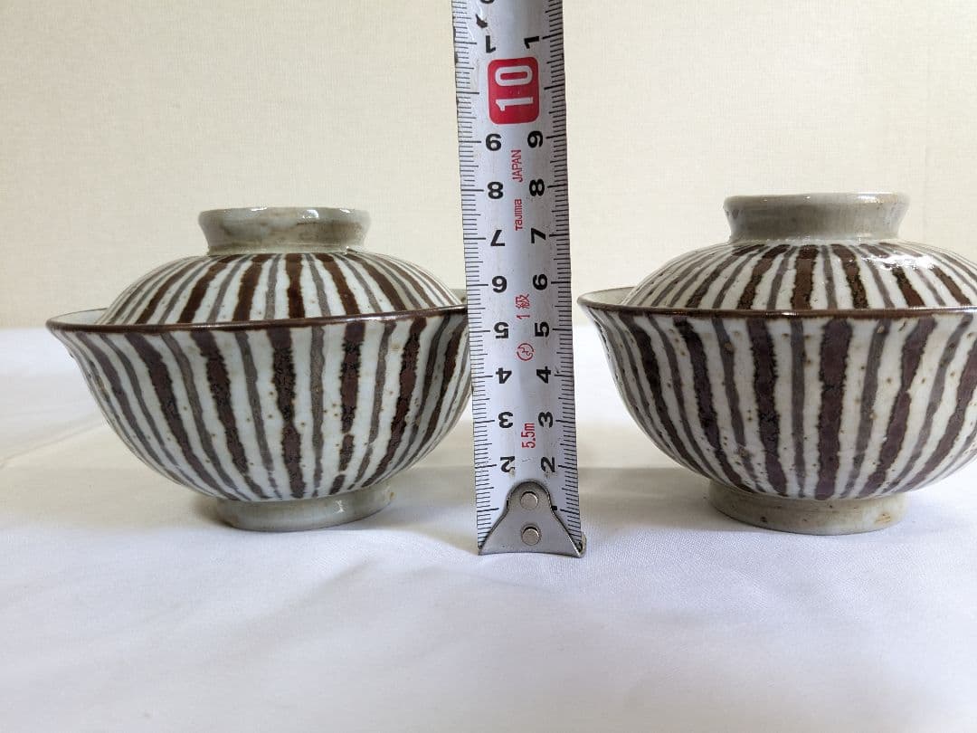 清水六三郎 麦藁手 蓋付き 茶碗 2客セット