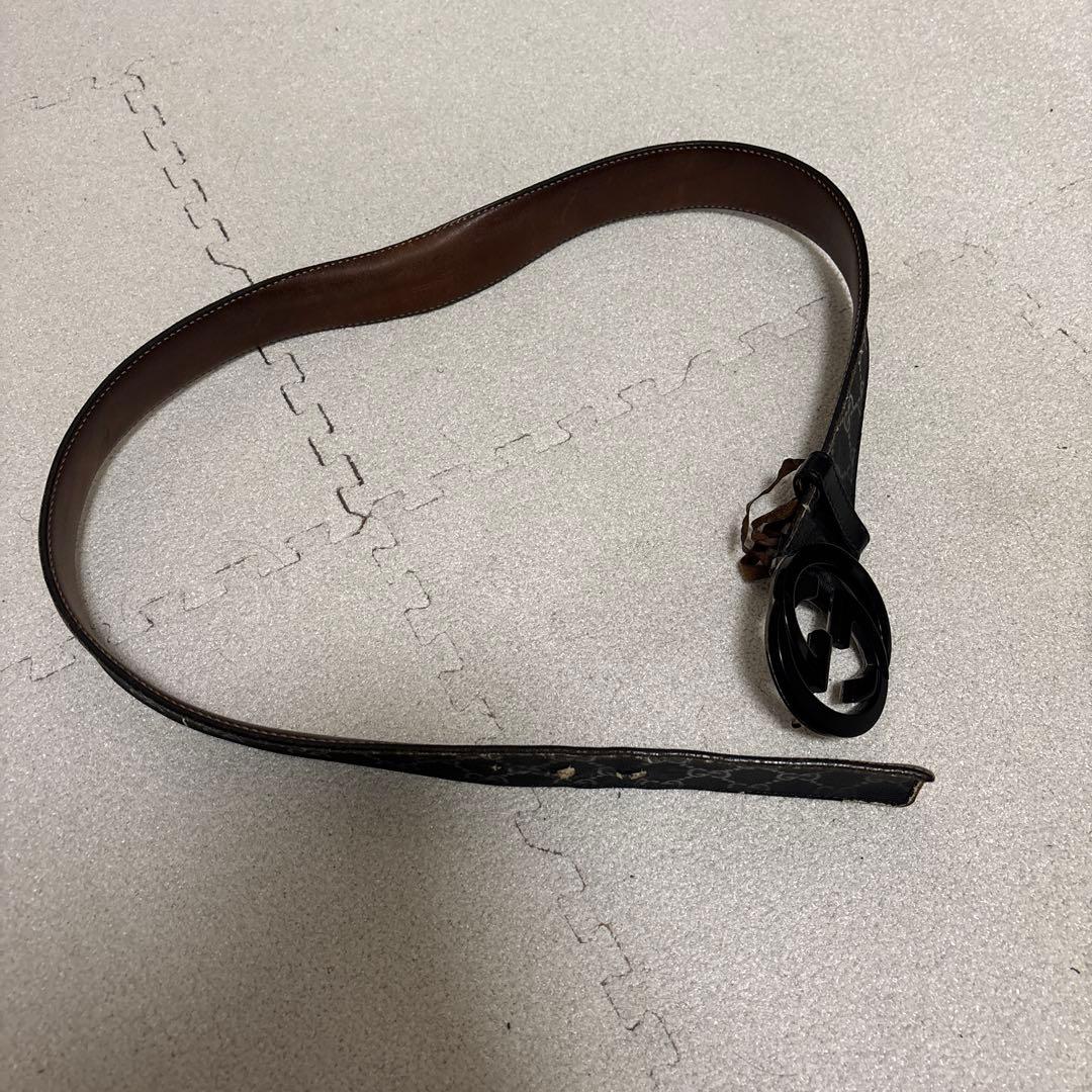 【値下げ不可】グッチ GG インターロッキング ベルト ブラック イタリア製