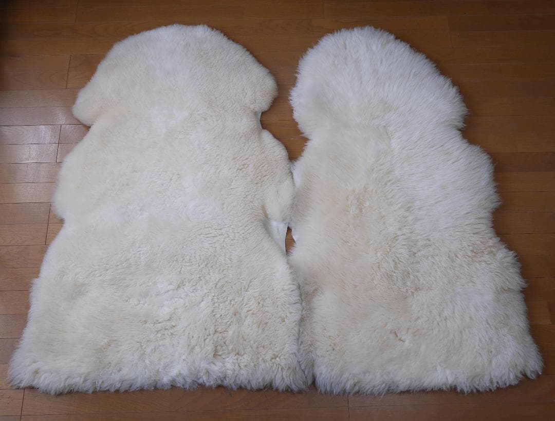 【未使用保管品】旭物産ムートンラグ 2枚セット クリーム色 アサヒムートン