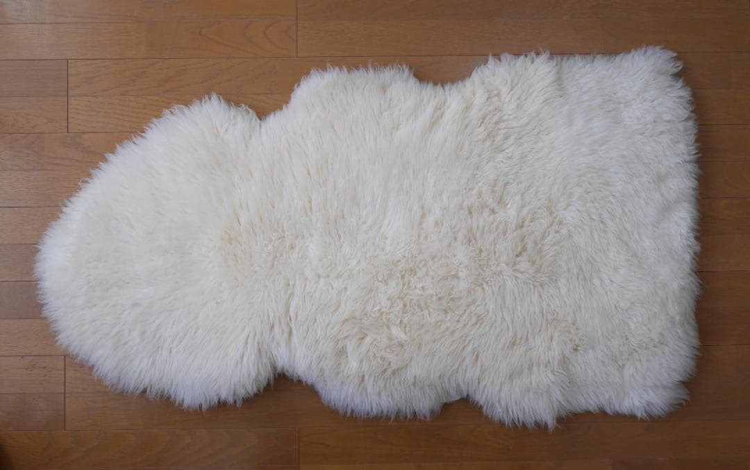 【未使用保管品】旭物産ムートンラグ 2枚セット クリーム色 アサヒムートン
