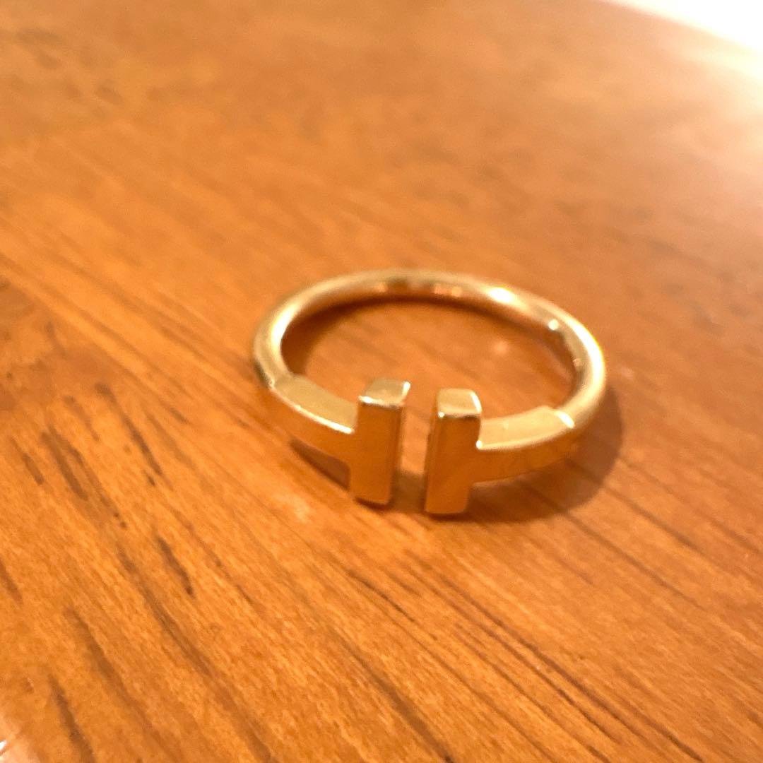 ペ*コ様 ティファニー　Tワイヤーリング　750PG　実寸約10号