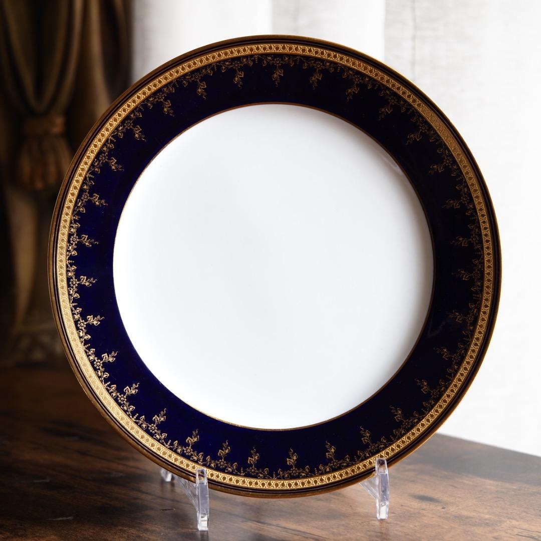 コウルドン 藍地金彩花柄文ディナープレート N83G / Cauldon 皿