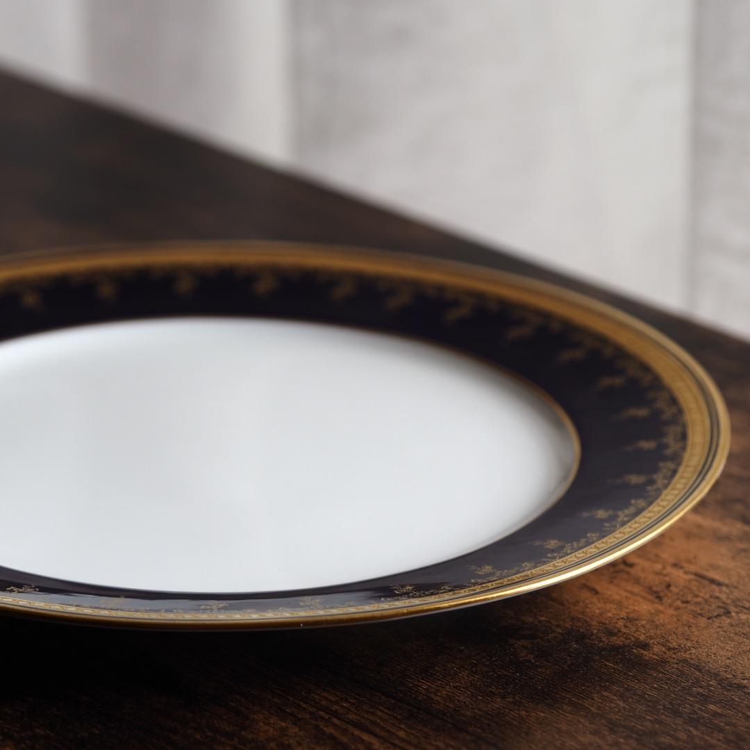 コウルドン 藍地金彩花柄文ディナープレート N83G / Cauldon 皿