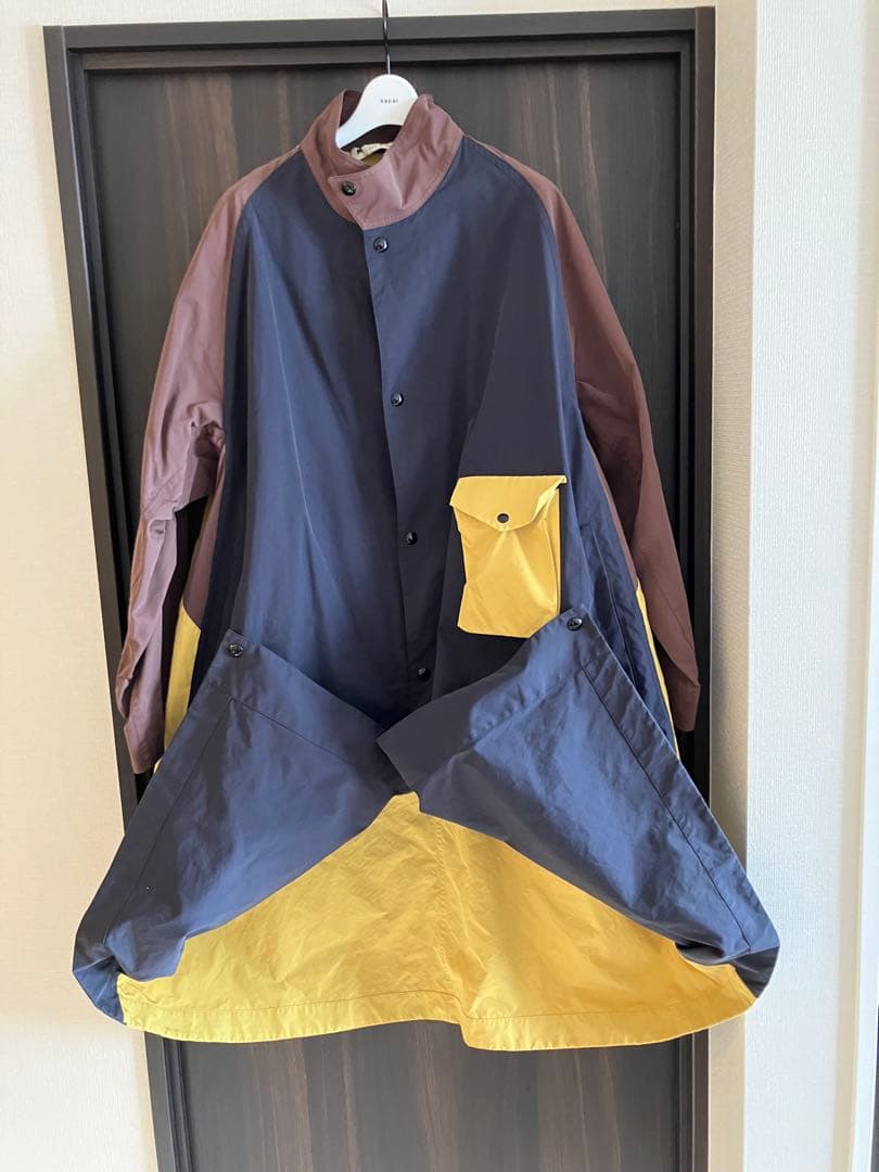 MARNI ロングコート ネイビー/ブラウン/イエロー　48