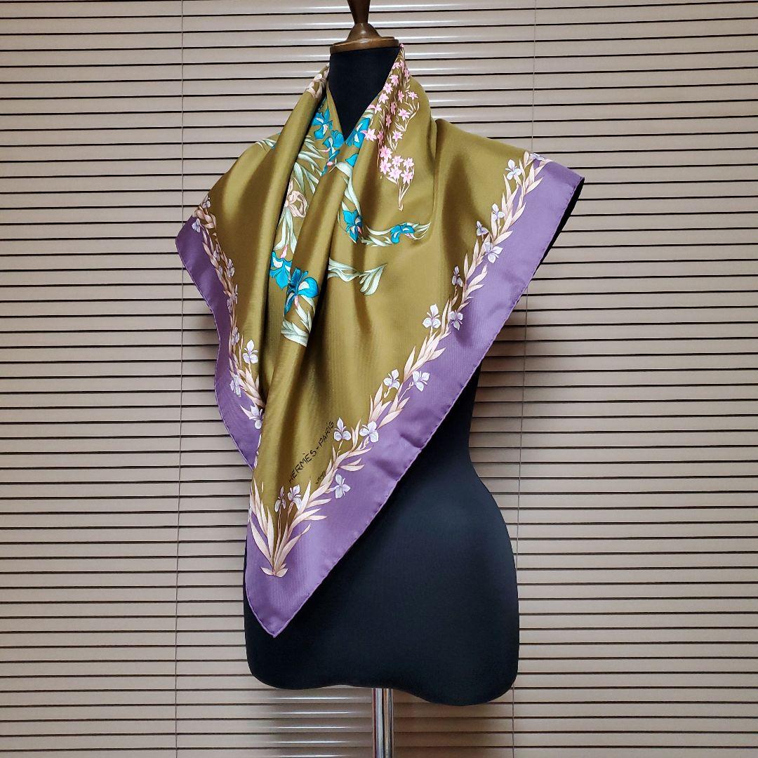 HERMES カレ90 花咲く馬　h.d´origny シルクスカーフ