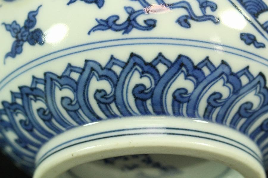 煎茶 桐山造 青花龍紋 水注 瓶 共箱 美品(K-A932)