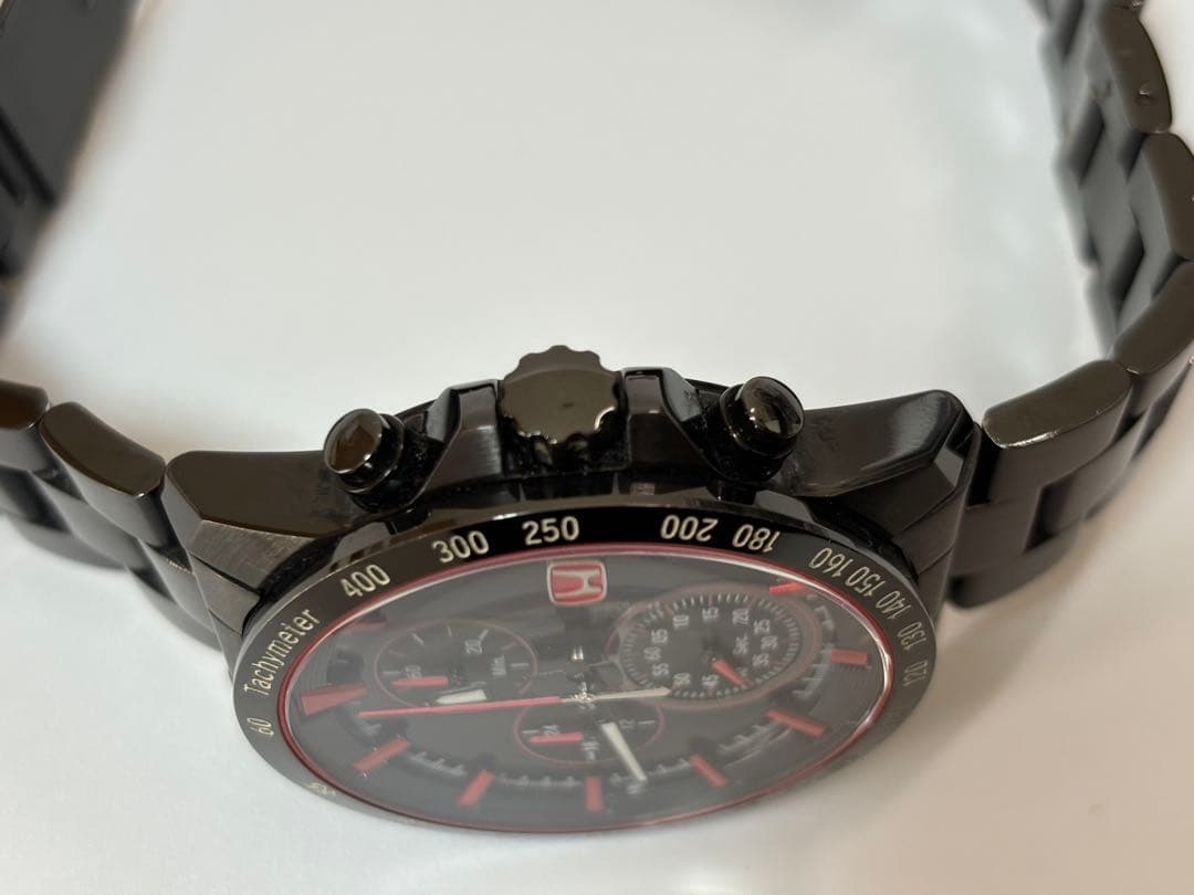 【美品】ホンダ Honda クロノグラフ クォーツ ブラック メンズ腕時計